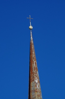 Construction of the tower of Rakvere Trinity Church rephoto