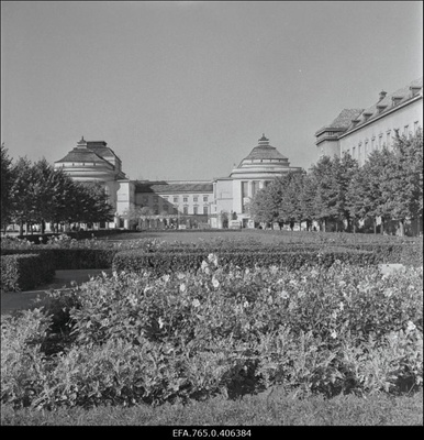 Vaade Estonia teatrile haljasalalt.  similar photo