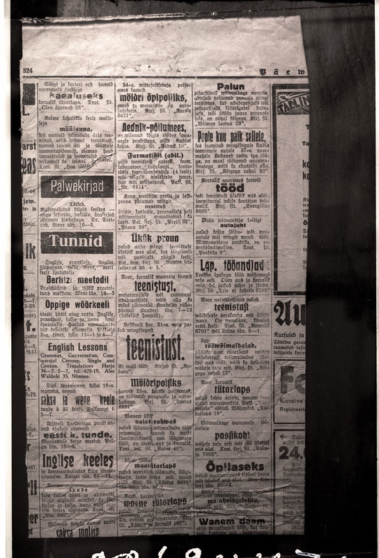 Tööotsijate kuulutusi "Päevalehest" nr. 324.