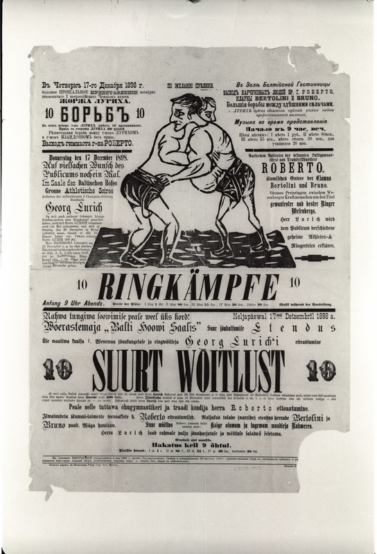 G. Lurich'i maadlusvõistluse plakat, 17.12.1898.