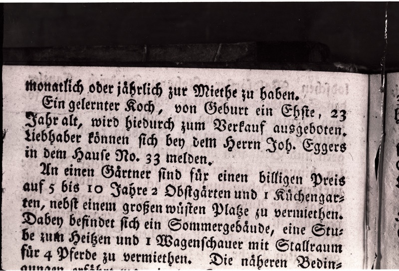Kuulutus "Revalsche Wöchentliche Nachrichten", mis teatab koka müümisest, 1794. aasta.