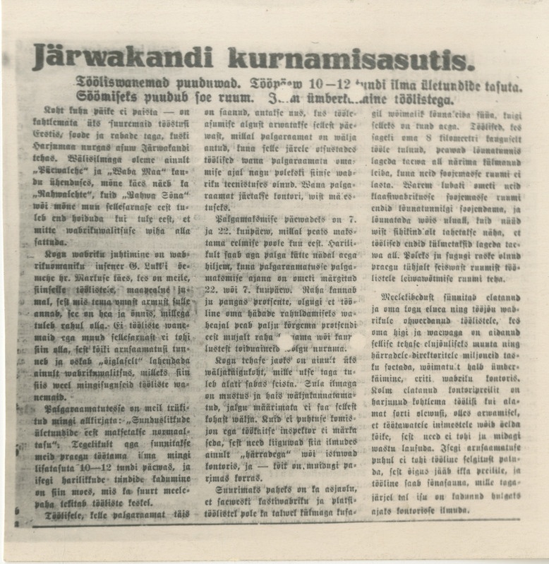 Foto. Fotokoopia. Artikkel "Järvakandi kurnamisasutis"