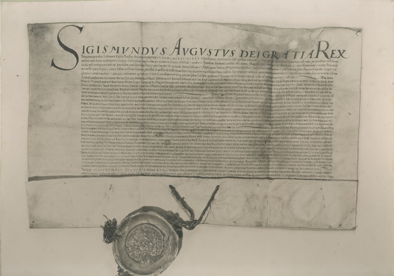 Fotokoopia ürikust. Poola kuninga Sigismund Augusti privileeg Pärnu linnale 1561.a.