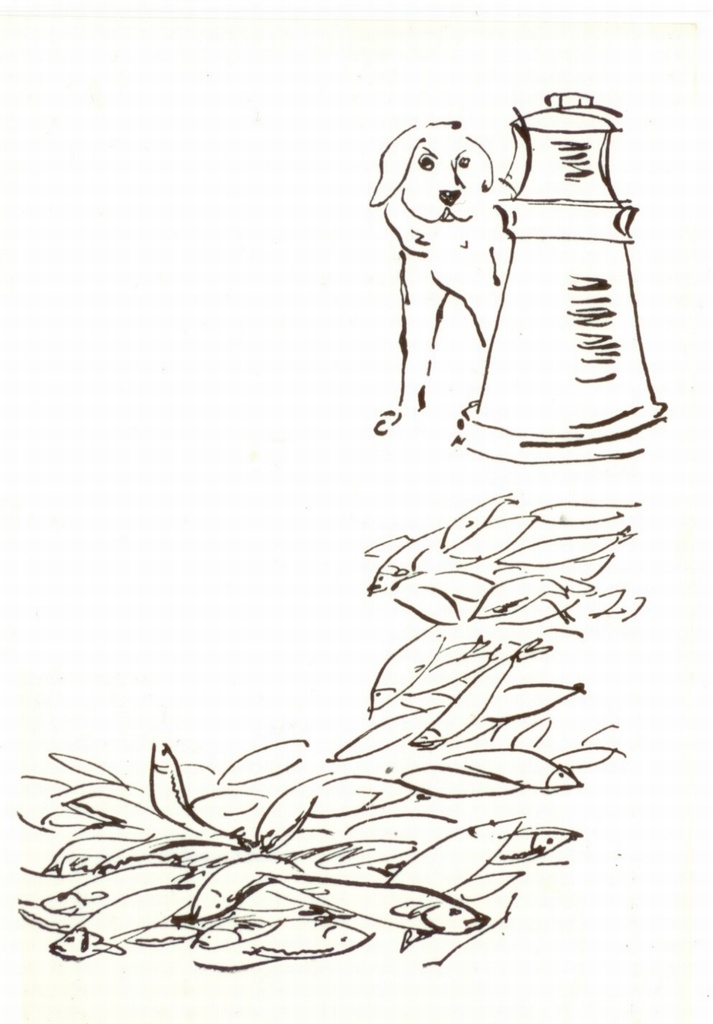 A.Každailuse illustratsioon leedukeelsele raamatule "Meremees Murka"-Murziusjureivis 1963