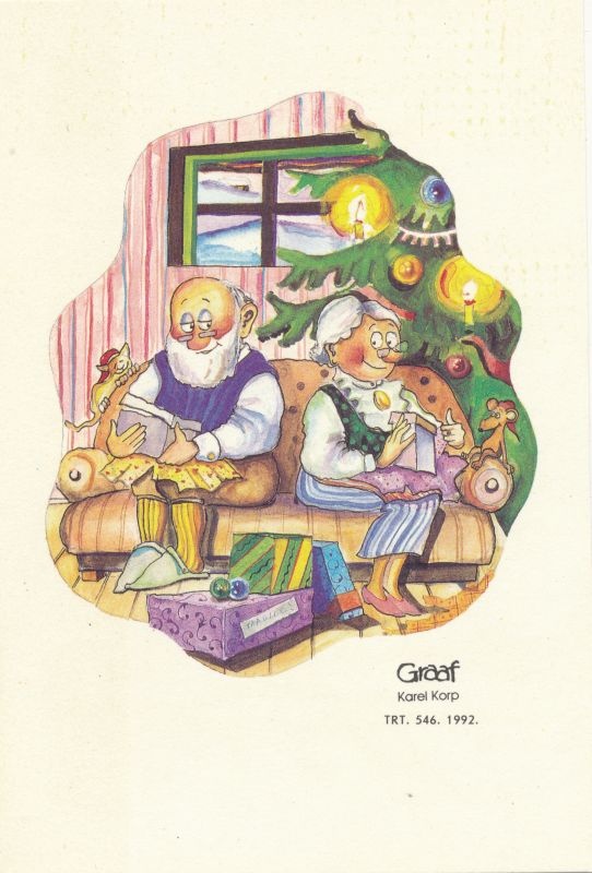 Postkaart.Viljandi muuseumi õnnitluskaart Läänemaa muuseumile jõuludeks ja uueks aastaks 1994/1995.