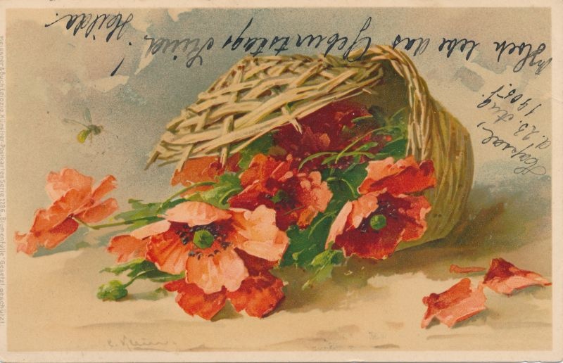 Postkaart. Õnnitluskaart Moonid korvis, 1905