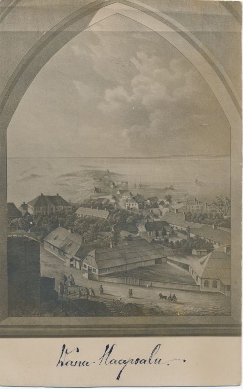 Foto. Vaade Haapsalu Holmile. u. 1830.a. Mustvalge.
