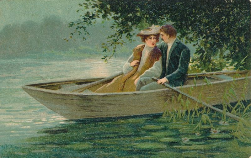 Postkaart. Mees ja naine. 1908.