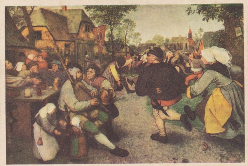 Postkaart. Kunstipostkaart. Pieter Breughel. Talupoegade tants.