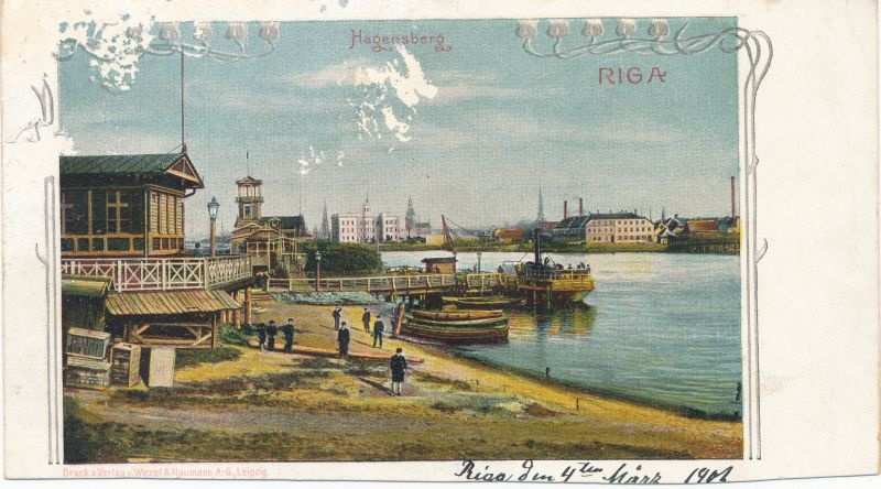 Postkaart. Riia  vaade. Sadam. 1902.