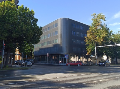 Theatre at the corner of the Casino Riia and Pepler Street. rephoto