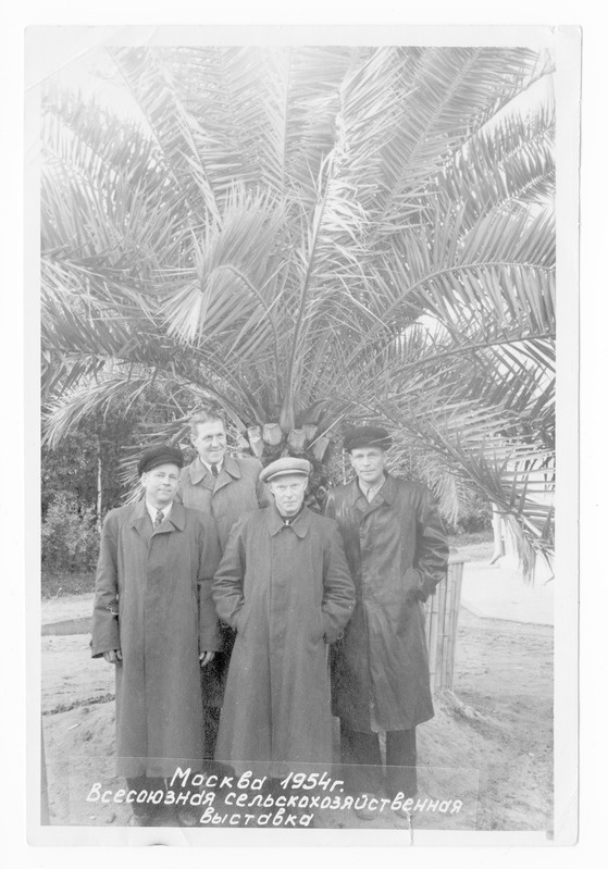 Harju rajooni kolhooside esimehed Moskvas 1954.a. Vasakult Eimar Piirsalu, Kalju Sepp, Albert Saluneem