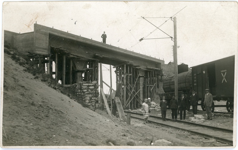 Rahumäe viadukti ehitus, 1927. Fotograaf Eduard Sandat.