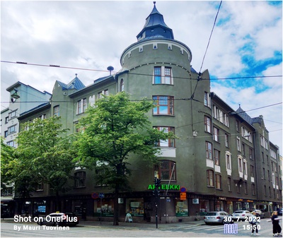 Bulevardi 13. Arkkitehtitoimisto Grahn, Hedman & Wasastjernan suunnittelema rakennus. Rakennusvuosi 1910. rephoto