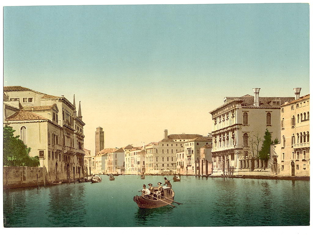[canal and gondolas, Venice, Italy] (Loc)