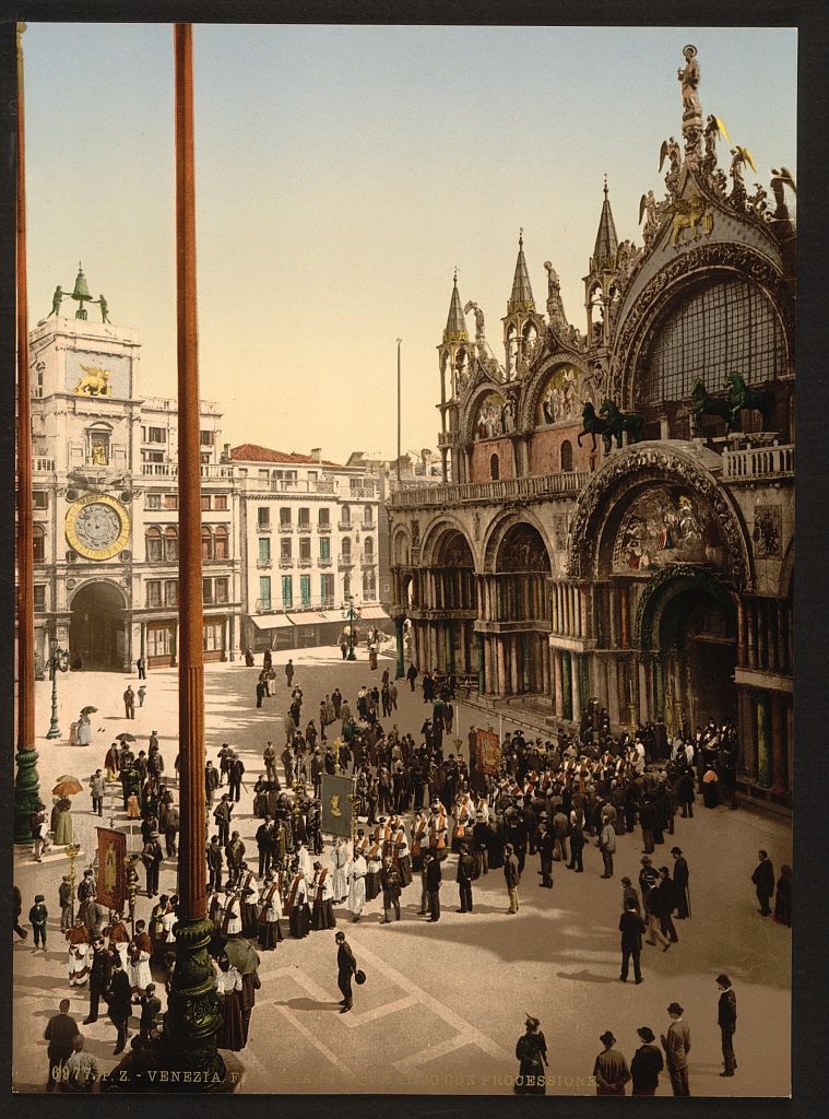 [procession in front of St. Mark's, Venice, Italy] (Loc)