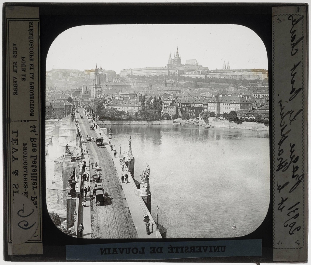 Praha. Charles IV Bridge - KU Leuven. Glass slides art history. Université de Louvain, between 1839 and 1939. Photographer unknown. Added information on slide. Movement/Style: Gothic. Creation/Building: 1357. Current location: Česko, Praha, Karlův most. EuroPhot. Art History. 14th century. Architecture. Bridge. EuroPhot. Art history. 14th century. Architecture. Bridge.