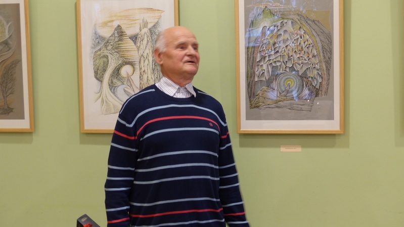 Lembit Karu oma tušijoonistuste näituse "Aastaring" avamisel