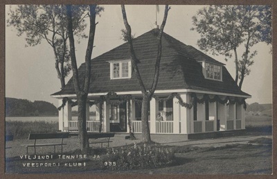foto albumis, Viljandi, tennise- ja veespordiklubi, maja kaunistatud, avamine 1924?, foto J. Riet  duplicate photo