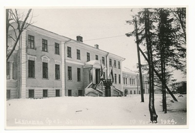 Foto. Läänemaa Õpetajate Seminari hoone 10.02.1924.a.Mustvalge.  duplicate photo