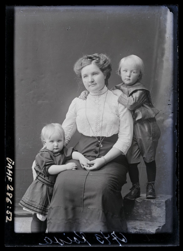 Daam istumas, tema kõrval tüdruk ja poiss. 6743 Koiva