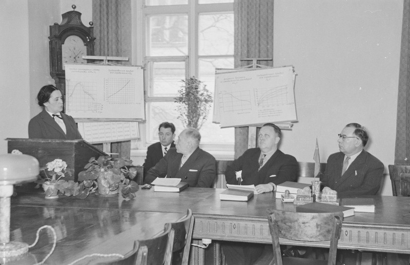 R. Buiko, P. Smoljanskaja ja Sarapuu väitekirja kaitsmine 14. aprill 1961. a.