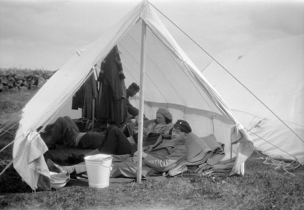Students in a tent at Thingvellir, Iceland