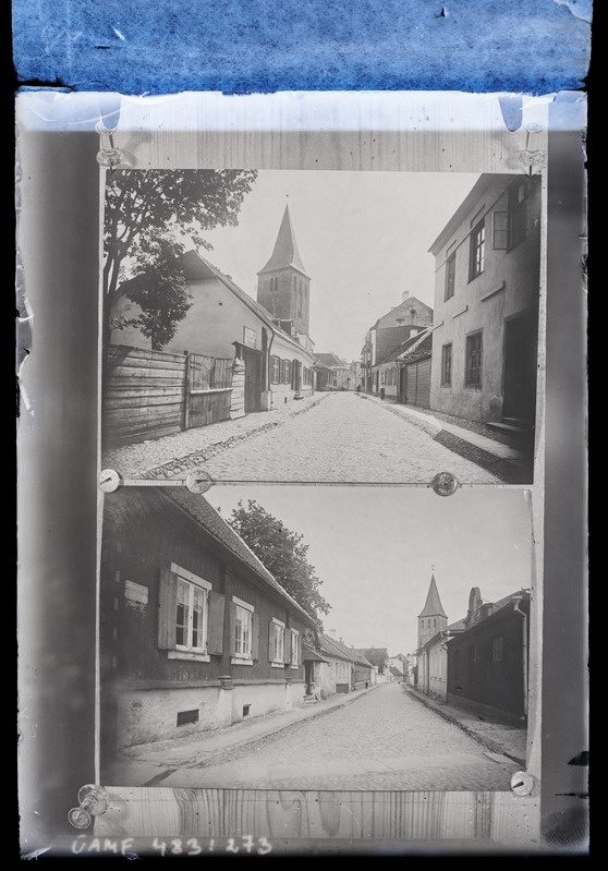 Tartu. Vaade Jaani kirikule Rüütli tänavalt ja vaade Jaani kirikule Jaani tänavalt