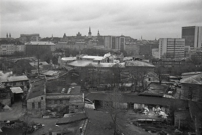 Paberivabrik ja kesklinna vaade Dvigateli elamu tornist vanalinna suunas  similar photo