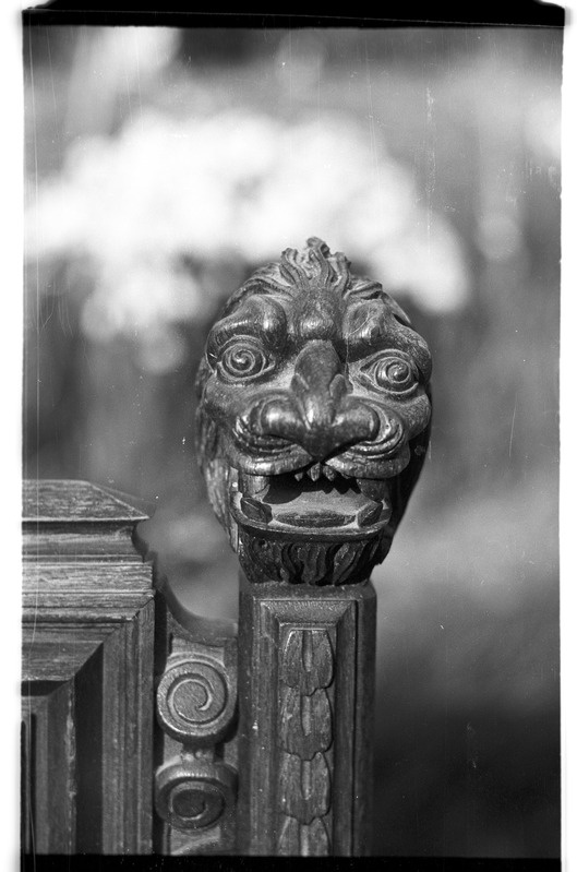 Tugitooli detail (lõvipea, Kolga mõisast), Uuri, Sae talu