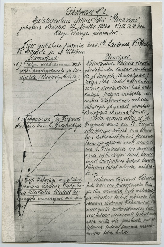Metallitööstuse A/S "Ilmarine" juhatuse protokoll Nr. 2 - 27.04.1920.