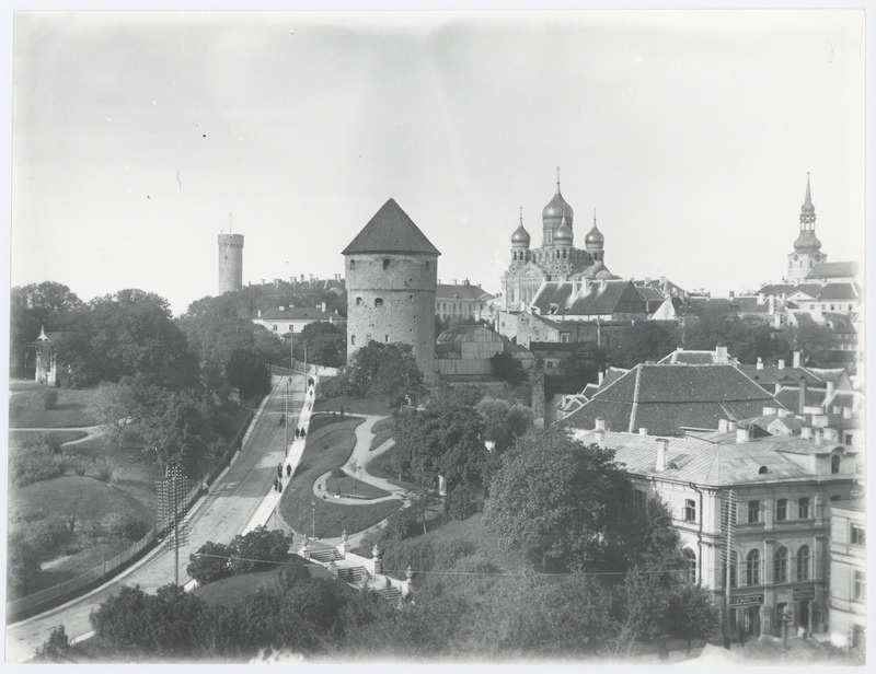 Vaade Harjumäele Kiek in de Kök'i ja Toompea suunas, pildistatud Jaani kiriku tornist.