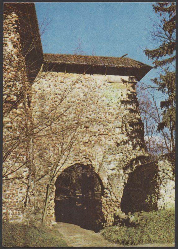 fotopostkaart, Viljandi, Kaevumägi, lossivärav, värviline, u 1980, foto A. Mäemets