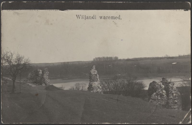 fotopostkaart, Viljandi, Kaevumägi, järvepoolne osa, järv, vastaskallas, u 1912