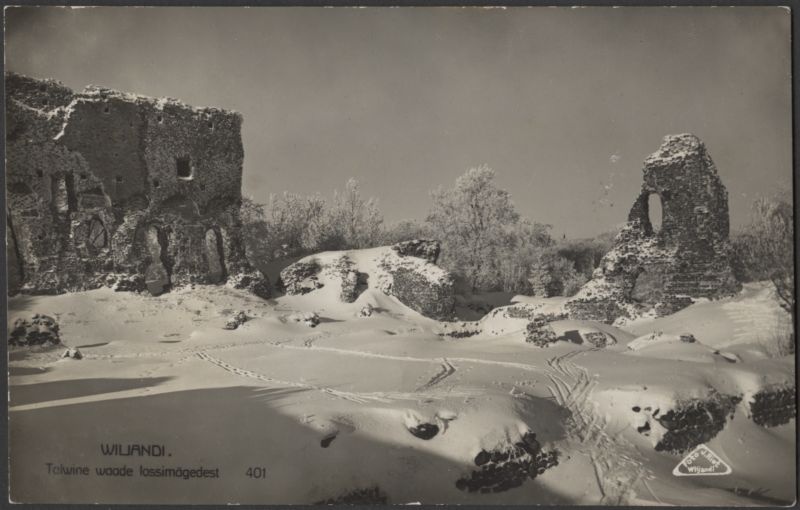 fotopostkaart, Viljandi, Kaevumägi, talv, u 1925, foto J. Riet