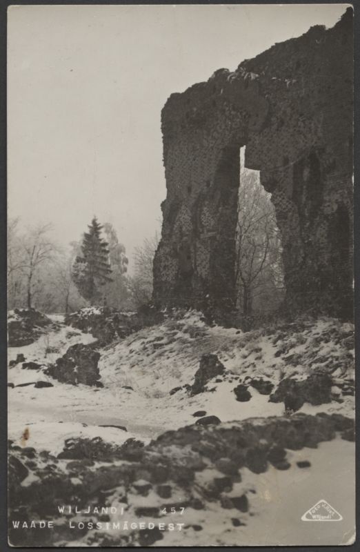 fotopostkaart, Viljandi, Suurmüür, talv, u 1925, foto J. Riet
