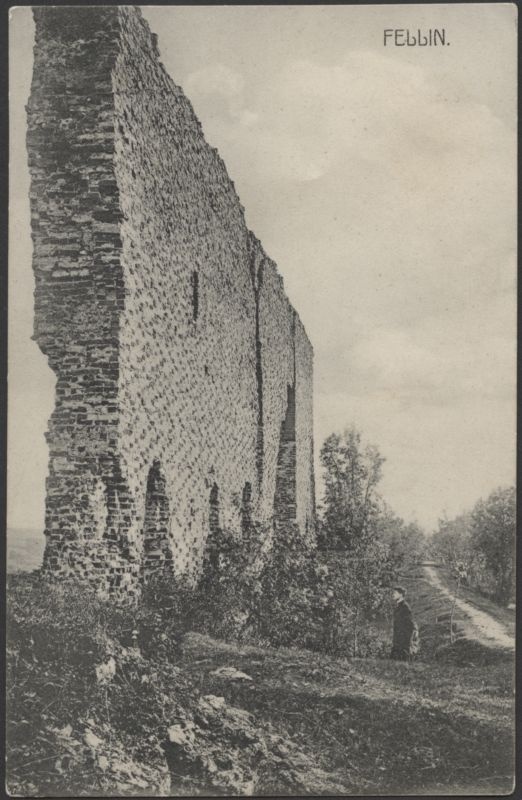 trükipostkaart, Viljandi, Kaevumägi, Suurmüür, selle tagune ala, mees, u 1912, foto J. Riet