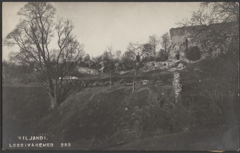 fotopostkaart, Viljandi, Kaevumägi, Suurmüür, II Kirsimäe poolt, u 1915, foto J. Riet