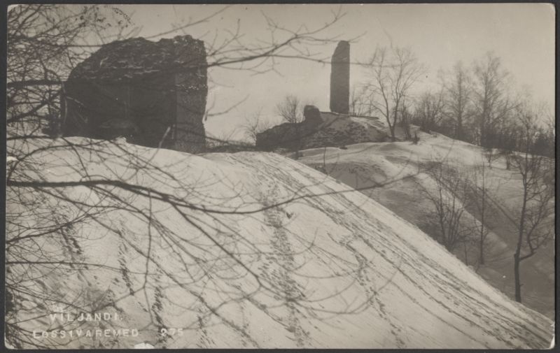 fotopostkaart, Viljandi, Kaevumägi Suuroru poolt, talv, u 1915, foto J. Riet