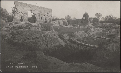 fotopostkaart, Viljandi, Kaevumägi, Mungamüür, värav, u 1915, foto J. Riet  duplicate photo