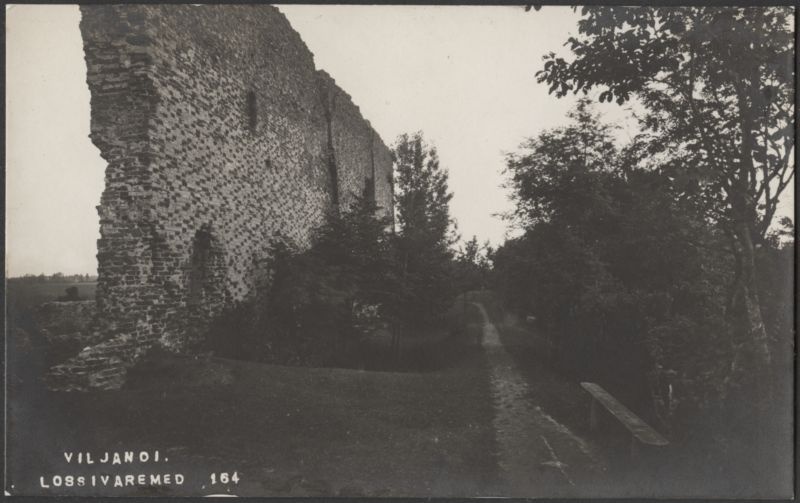fotopostkaart, Viljandi, Kaevumägi, Suurmüür, selle tagune ala, u 1915, foto J. Riet
