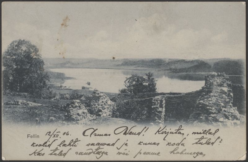 trükipostkaart, Viljandi, Kaevumägi, järvepoolne osa, järv, kallas, vastaskallas, u 1905