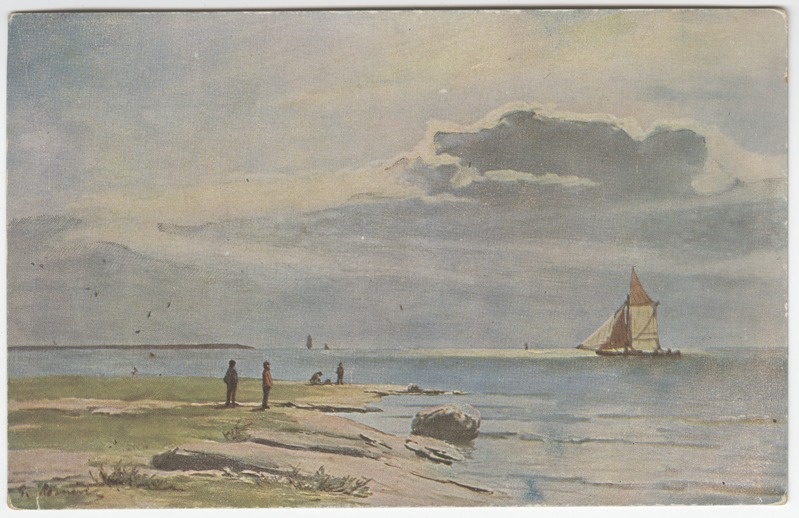 Vaade rannalt purjekale merel