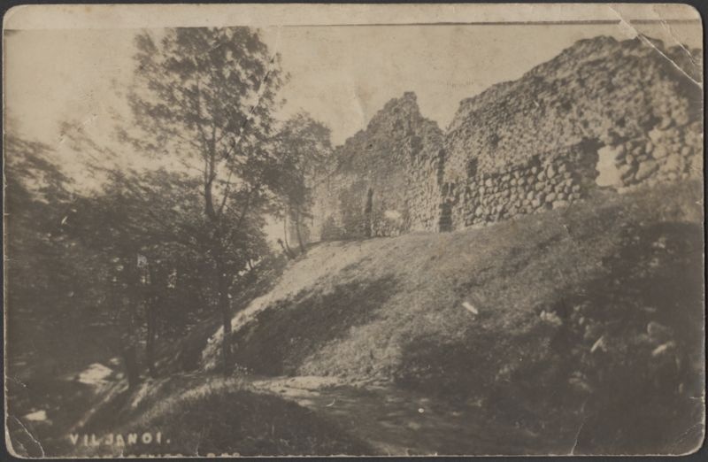 fotopostkaart, Viljandi, II Kirsimägi, põhjapoolne nõlv, müürid, u 1912, foto J. Riet