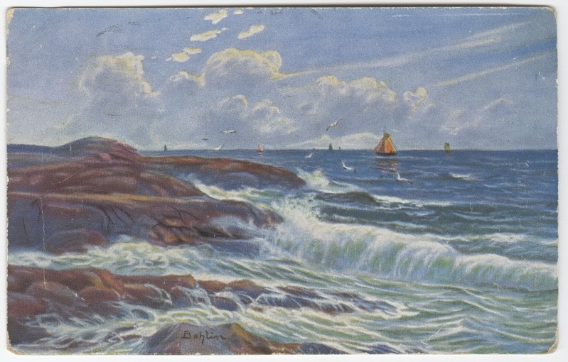 Vaade kaljuselt rannalt purjekatele merel