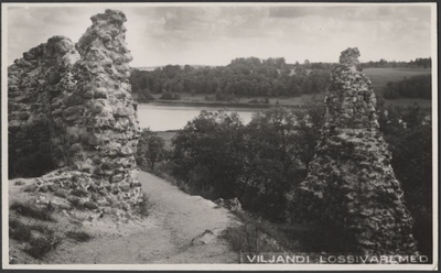 fotopostkaart, Viljandi, Kaevumägi, järvepoolne osa, järv, vastaskallas, u 1925  duplicate photo