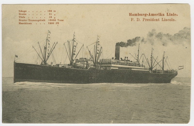 Hamburg-Amerika Linie reisilaev  P.D. "President Lincoln"