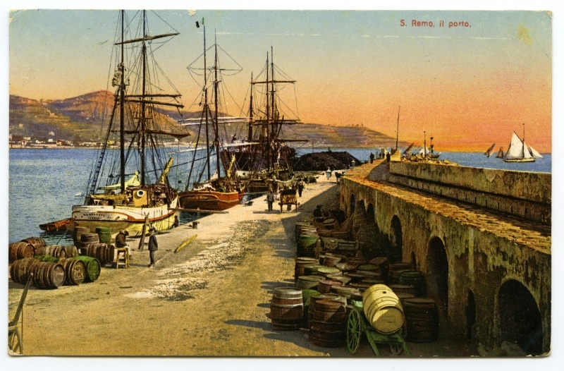 Värviline postkaart: Vaade San Remo sadamale