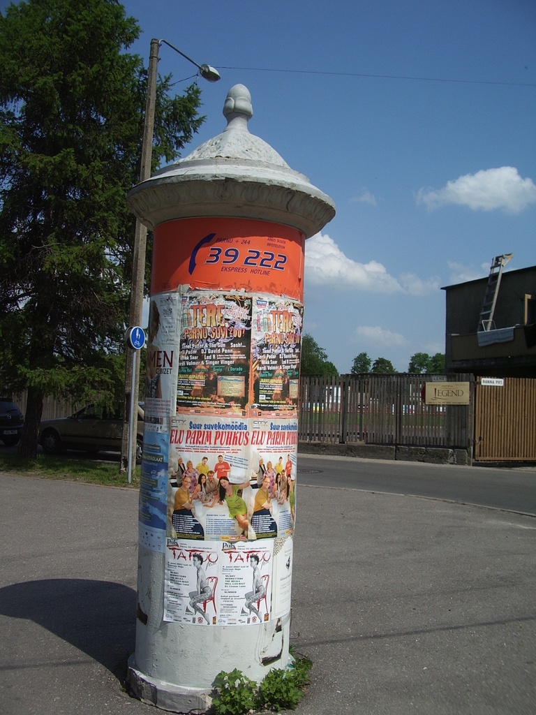 Pärnu advertisement post - Advertisement post in Pärnu, typical for Estonia