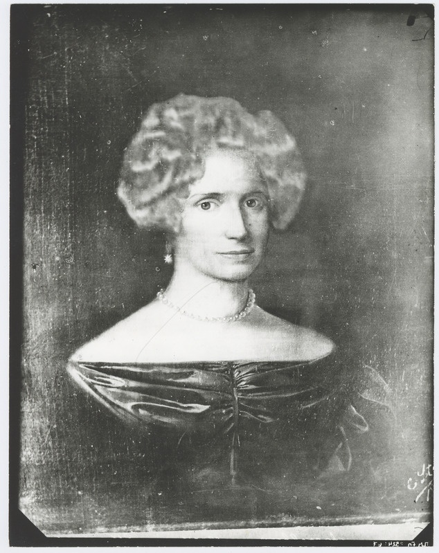 Noorema blondi daami portree, signatuur all paremal "E. St.", 1820-ndatest aastatest.